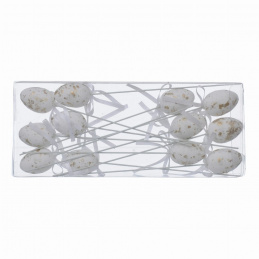 Metalická polystyrenová vajíčka na špejli 12 ks