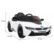 BMW I8 Lift Battery Car White + dálkové ovládání + pomalý start + 3bodové pásy + MP3 USB + LED dioda