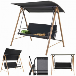 Zahradní houpačka pro 3 osoby s nastavitelnou stříškou