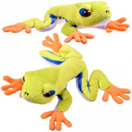 Zelený plyšový maskot stromová žába 20cm 13358