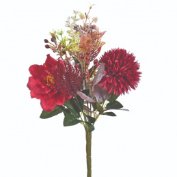 Umělé květiny Podzimní kytice 38 cm výška vínová JAKO ŽIVÁ