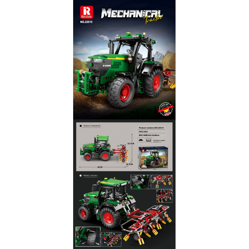 Sada Kostek Traktor Zelený + Příslušenství 1828ks.