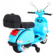 Vespa elektrická koloběžka pro děti Modrá + pomocná kolečka + audio + eko kůže + EVA + pomalý start
