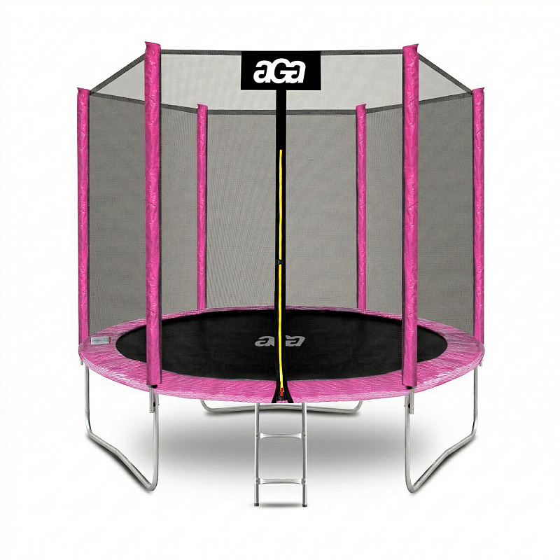 Aga SPORT TOP Trampolína 250 cm Růžová + ochranná síť + žebřík