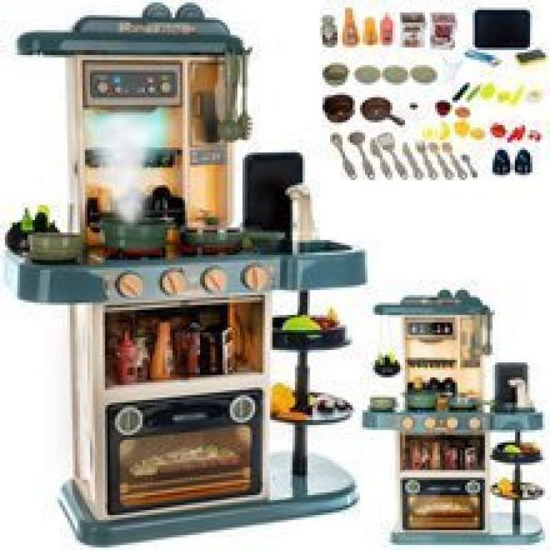 Dětská kuchyňka XL se zvuky a tekoucí vodou Modrá ISO 11546