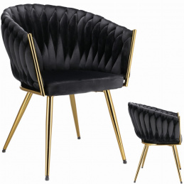 Židle MOLTO černá čalouněná zlaté nohy