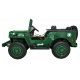 Retro vojenské auto pro 3 děti Zelené + pohon 4x4 + úložné prostory + EVA + pomalý start + MP3 LED