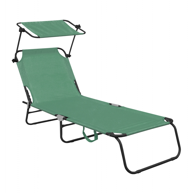 Aga Zahradní polohovací lehátko se stříškou Světle zelené