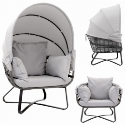 Zahradní křeslo čapí hnízdo - se skládací stříškou