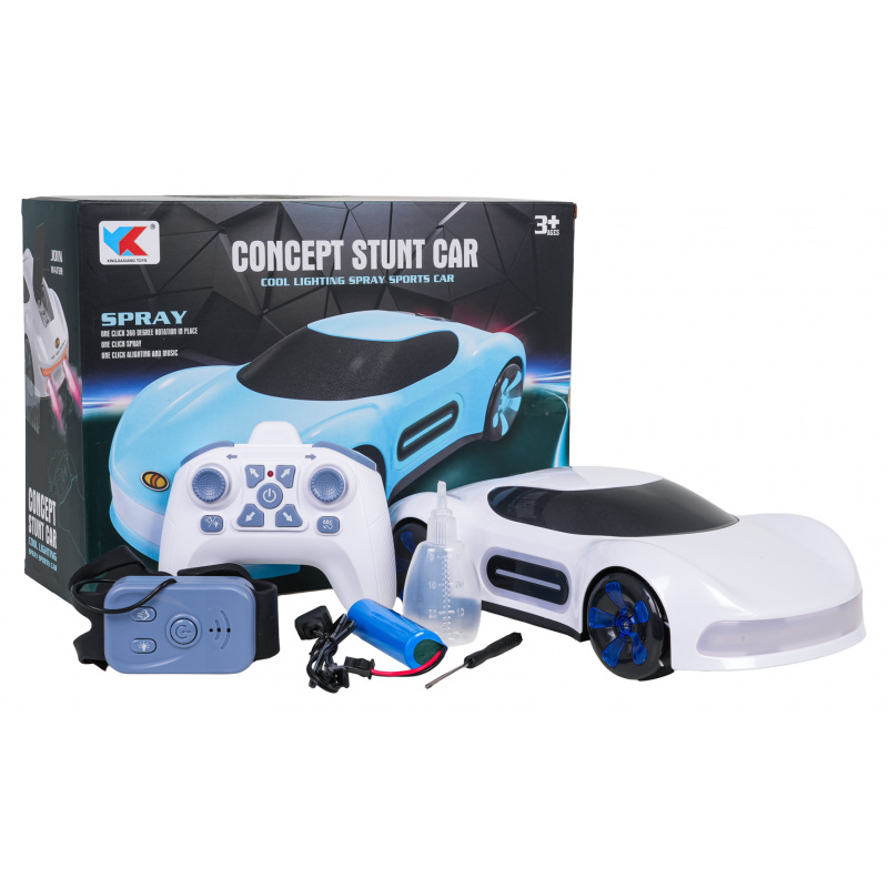 Vozidlo s funkcí kouře ovládané dálkovým ovladačem a hodinkami Bílé