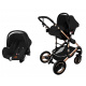 Kiduku Kombinovaný kočárek 3v1 Černý