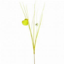 Dekorativní tráva s velikonočním kuřátkem