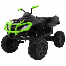 Čtyřkolka XL ATV 2,4GHz na baterie pro děti černá/zelená + dálkové ovládání + pohon 4x4 + nosič zavazadel + pomalý rozjezd + EVA + LED audio