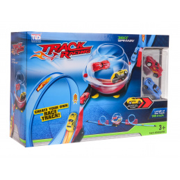 Dvoudráhová závodní dráha s míčem pro děti 3+ Stavební díly 28 el. + 2 auta + Pull-back drive