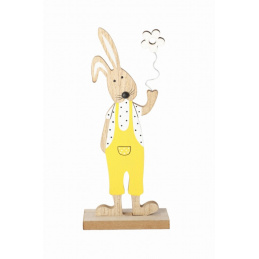 Dřevěný velikonoční zajíček s květinou k postavení