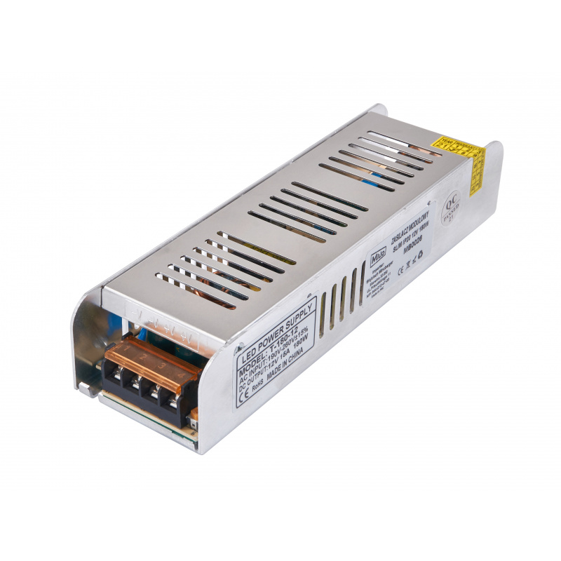 Napájecí zdroj pro LED 15A 180W 12V DC plech SLIM