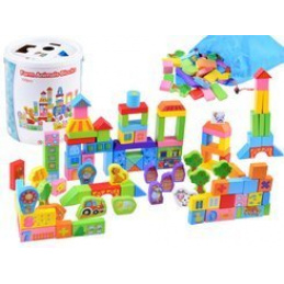 Barevné dřevěné kostky Farma 100ks ZA3565