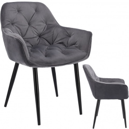 Čalouněná velurová židle LARGO šedá
