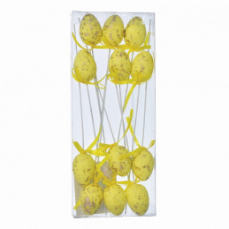 Metalická polystyrenová vajíčka na špejli 12 ks