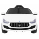 Maserati Ghibli baterie pro děti Bílá + Dálkové ovládání + Pomalý start + EVA + MP3 USB + LED