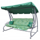 Rodinná zahradní houpačka se stříškou Zelený vzor + Textil 2x1 + Nastavitelné sedadlo + Matrace + 2 držáky na nápoje