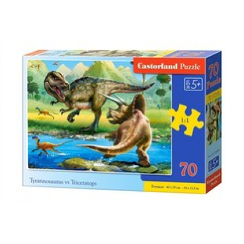 CASTORLAND Puzzle 70 dílků - Tyranosaurus vs Triceratops