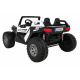 Bateriový kočárek Clash pro 2 děti Bílý + Dálkové ovládání + Pohon 4x4 + Nastavení sedadla + Rádio MP3 + LED dioda