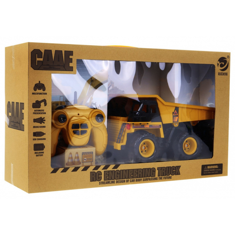 Dálkově ovládaný sklápěč pro děti 3+ Pohyblivý sklápěč + zvuky + příslušenství