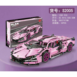 Stavebnice Růžové Sportovní Auto 1280 ks.