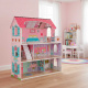 Aga MDF Domeček pro panenky s nábytkem 70 cm Růžový LED