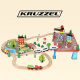 Dřevěná vláčkodráha na baterie 88 dílů Kruzzel 9363