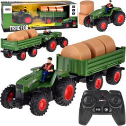 Dálkově ovládaný traktor s přívěsem + balíky sena traktorista RC0717 univerzální