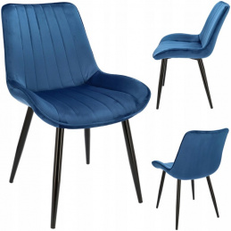 Čalouněná velurová židle VIVA, tmavě modrá