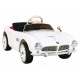 BMW 507 Retro dětské elektrické auto bílé + LED audio + dálkové ovládání + eko kůže + EVA + pomalý start