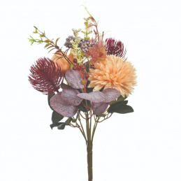 Umělé květiny Podzimní kytice 35 cm výška broskvová JAKO ŽIVÁ
