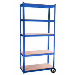 Aga 2x Kovový regál 180x90x40 cm 5 polic Modrý