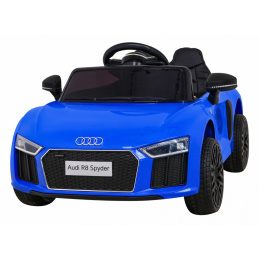 Audi R8 baterie pro děti Modrá + Dálkové ovládání + EVA + Pomalý start + MP3 LED