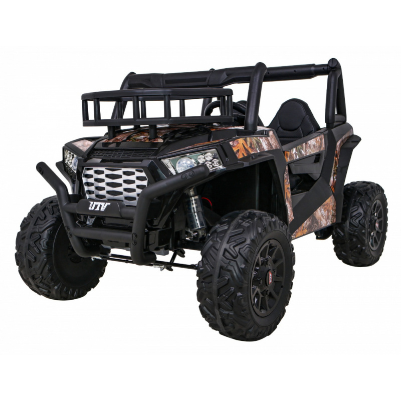 Buggy UTV Off-road pro děti černá + dálkové ovládání + nosič zavazadel + pomalý start + EVA + MP3 LED