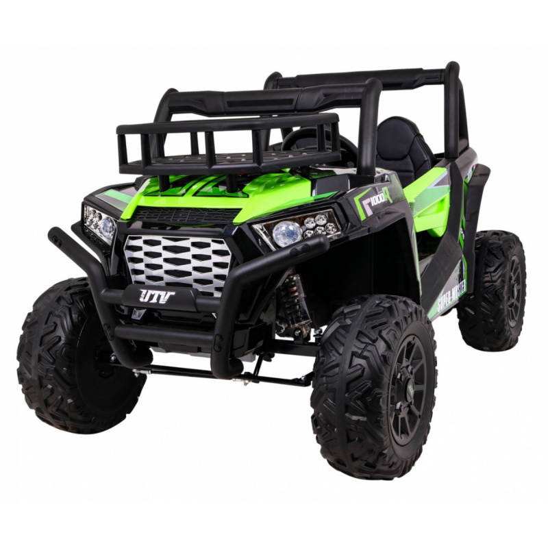 Buggy UTV Off-roader pro děti Zelená + dálkové ovládání + nosič zavazadel + pomalý start + EVA + MP3 LED