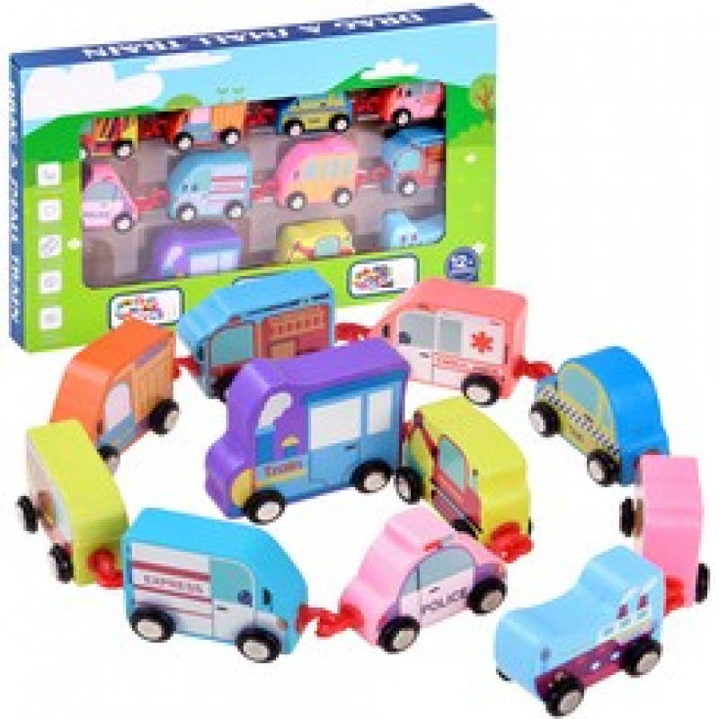 Dřevěná autíčka 11dílná ZA3600