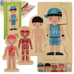 Aga Dřevěné puzzle Montessori části těla Chlapec