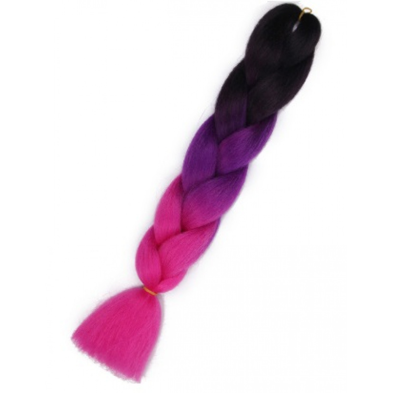 Aga Syntetické vlasy duhové ombre černo-fialovo-růžové