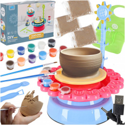 Aga Kreativní sada hrnčířský kruh pro děti + hlína a malování 600g