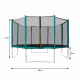 Aga SPORT PRO Trampolína 366 cm Tmavě zelená + ochranná síť + žebřík