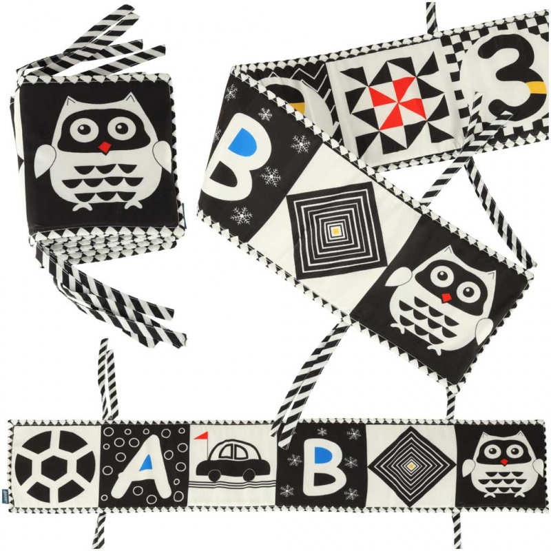 Aga Vzdělávací kontrastní senzorická knížka SOVA Černobílá