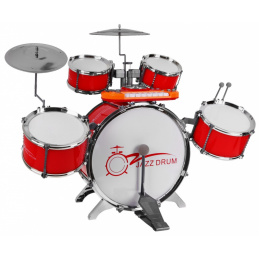 Hudební sada Percussion + Keyboard + Mikrofon pro děti 3+ červená Zvuky Světla