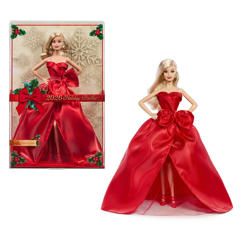 Barbie Signature Vánoční panenka blondýnka 2026 JJX65