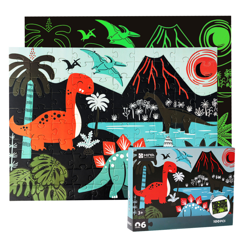 Aga4Kids Dětské svítící puzzle Dinosauři 100 dílků