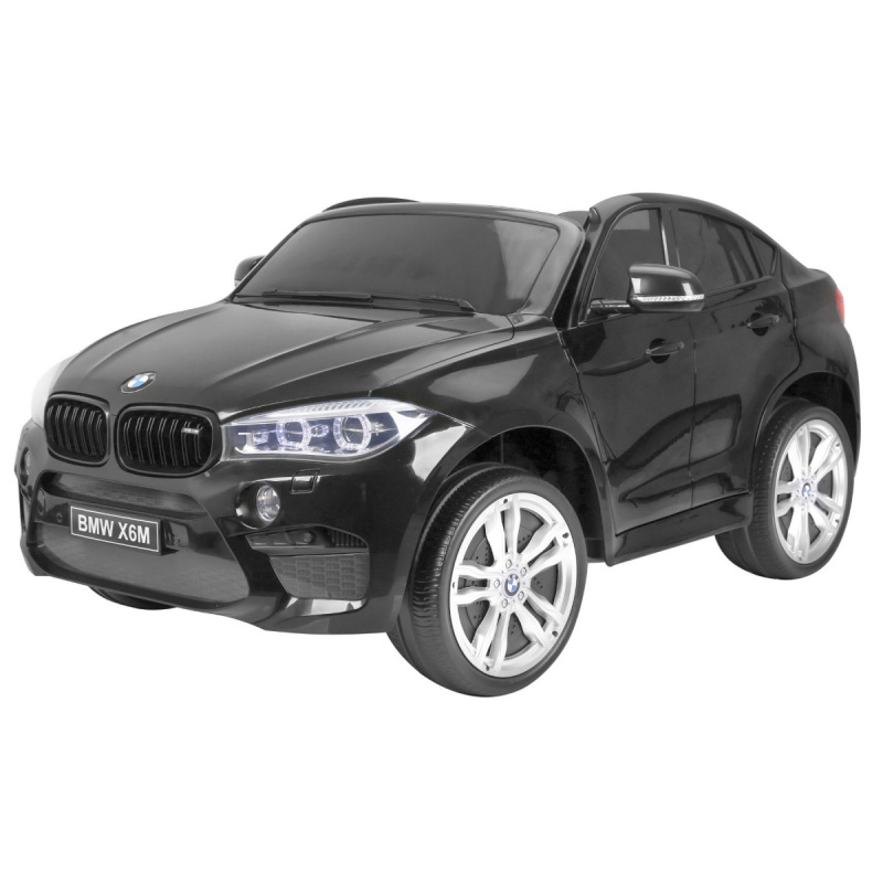 BMW X6M XXL pro 2 děti Černá + Dálkové ovládání + Eko kůže + Bezpečnostní pásy + Pomalý rozjezd + MP3 USB + LED dioda