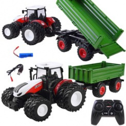 Traktor na dálkové ovládání + zelený přívěs RC0602